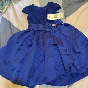Royal blue satin girls dress